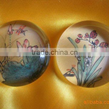 pure crystal glass half ball printing paperweight(R-1188