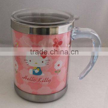 advertising plastic cup thermo mug wiyh paper insert.16oz