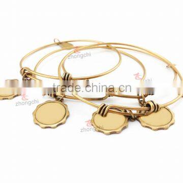 Fashion Adjustable Changeable Wire Charm Brass Bangle Bracelet (AWB50805)