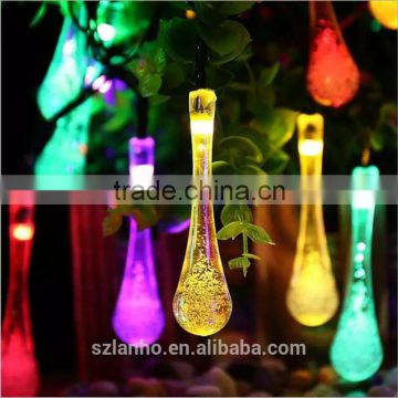 2016 new hot 20 LED String Lights Solar Powered Water Drop shape Covers Christmas Tree Landscape Lamp