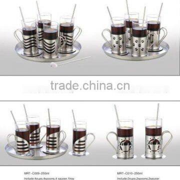 Heat resistant glass irish coffee cup set