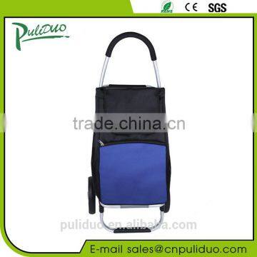 Aluminum Alloy Tube 2 Wheeled Folding Shopping Trolley Bag With Seat