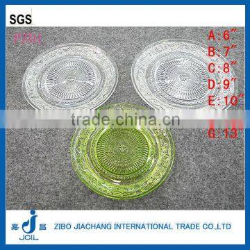 10" clear glass charge plate embossed