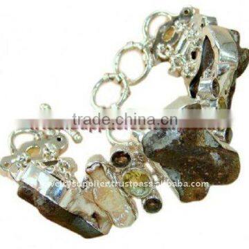 Fashion!! P664 Saturolite Citrine MOP Smoky Topaz Bracelet 925sterling silver jewelery