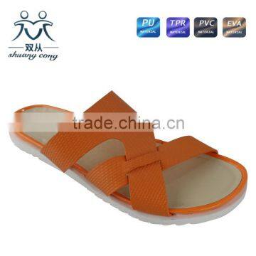 new fashion PU lining cross strap ladies slipper and shoes