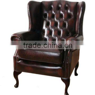 Antique Style Wing Back Sofa Chair Leather Sofa Single Sofa Used for Hotel photo-3