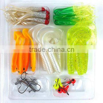 35Pcs Soft Worm Lure Carp Fishing Lure Set + 10 Lead Head Jig Hooks Simulation Suite Soft Fishing Baits Set Tackle Pesca