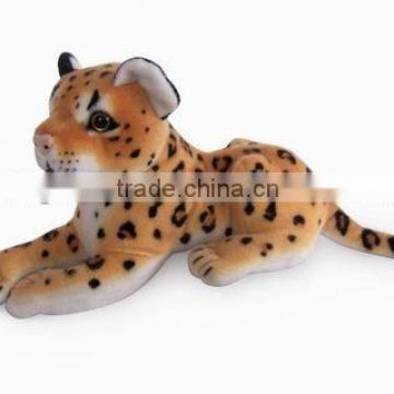 factory wholesale realistic lying brown leopard plush toy stuffed plush jungle animal toy super soft plush brown leopard