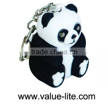 New product plastic panda led keychain light with sound button cell top selling products in 