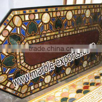 Stone Inlay Rectangle Table Top, Marble Inlay Rectangle Table Top