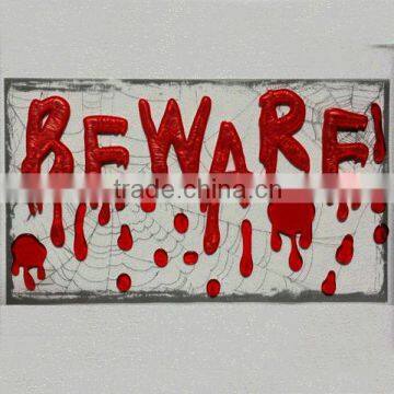Halloween Decoration Beware dripping bloody words Gel Cling window decorations