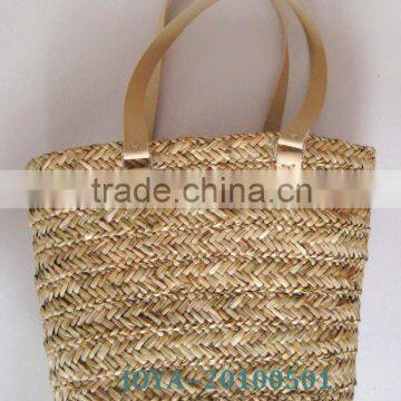 Plain sea grass straw handbag/lady bag/gift bag*PU handle *polyester lining