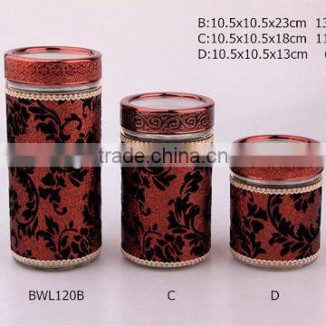 glass jar for food with nice leather