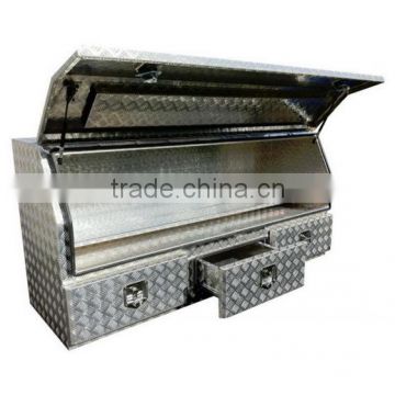 Heavy duty aluminium ute drawer tool box with checker plate