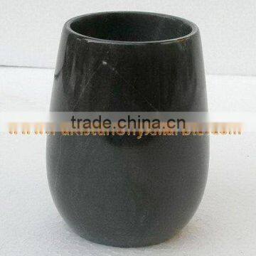 NATURAL JET BLACK MARBLE FLOWER VASES photo-6