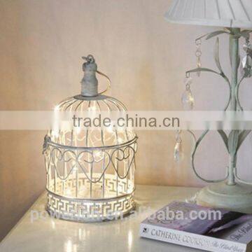 Elegant Patio Decoration Antique White Metal S/2 Bird Cage Flower Holder photo-3