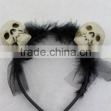 Halloween skull hairband scary skull headband with feather