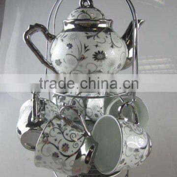 Stock porcelain coffee set with silver decal