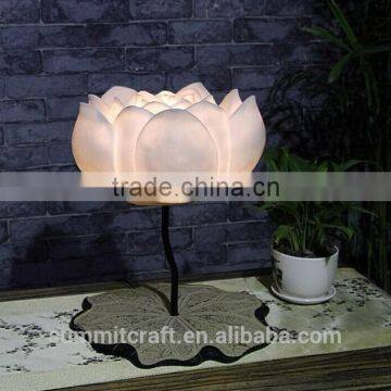Resin Decorative Purity White Lotus Flower Table Desk Lamp photo-3