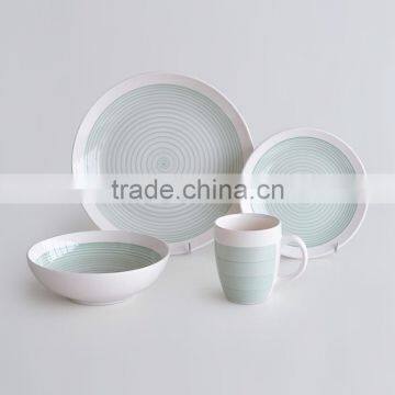 16pcs Coupe Dinnerware Set, Stoneware With Handpainting photo-4