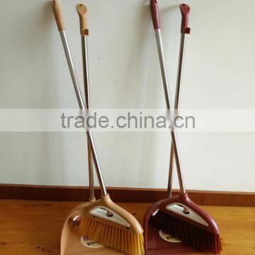 High Quality Coffee Color Cleaning Items Plastic Dustpan With Metal Stick photo-3