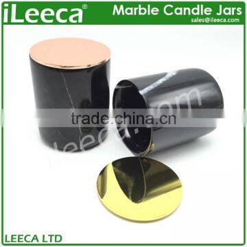 Australia black marble candles container and rose gold alloy lids