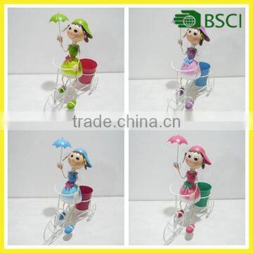 YS14345RV1.RV2.RV3.RV4 alibaba express china popular garden girl with umbrella iron bicycle home decor