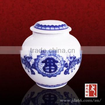 Elegant high quality antique tea caddy blue and white