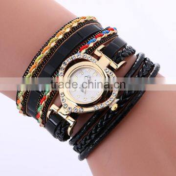 2017 Vogue Women Velvet Wrap Around Heart Bracelet Watch Wrist Watches for Girl photo-4