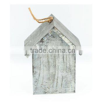 Every Day Crafts Wood Metal Blue Dog Print Cage Bird House