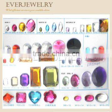 Faceted flat back acrylic gems