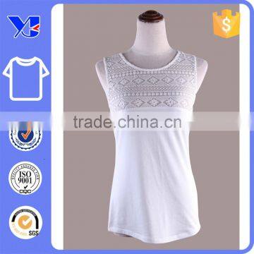 Lace top spandex easy wear fit hip-length vest white shirt