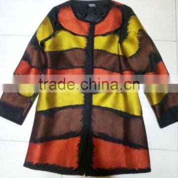Winter Three Quarter Sleeve Cardigan Colorful Strips Women Coat Made in Sinkar photo-4