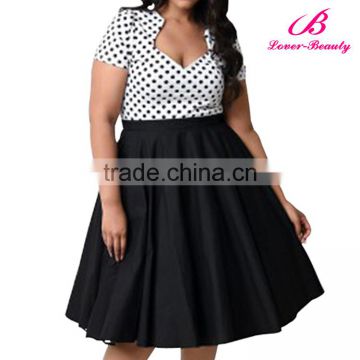 wholesale dot black fat women big size dress