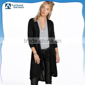 latest fashon black jersey longline cardigan for women