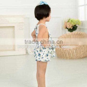 New Arrival Baby Cute Design Girls Satin Floral Lace Backless Sling Cotton Jumpsuit Romper For Kids photo-6
