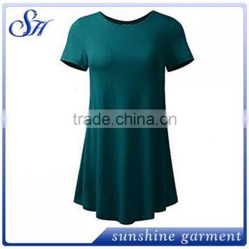 Solid Color Custom Material Loose Fit Comfy Flattering Tunic Tops 95% Rayon 5%Spandex photo-6