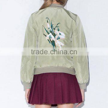 HAODUOYI Women Autumn Army Green Flower Embroidery Back Jacket for Wholesale photo-3
