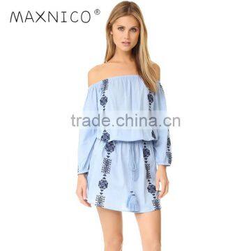 Maxnegio girl short off shoulder embroidered dress