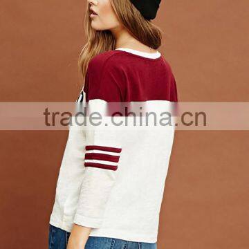 Custom Print Two Clolors Stitching 3/4 Sleeve Baseball t Shirt photo-2