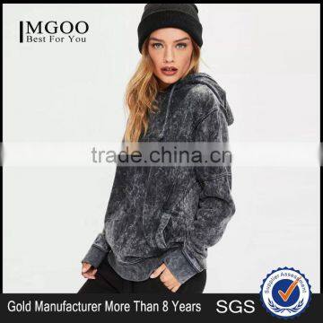 MGOO 2017 Grey Snow Washed Hoodie Side Pocket Vintage Oversized Streetwear Design Custom Plain For Women