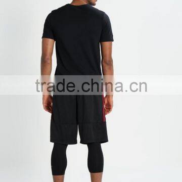 Black Breathable Quick Dry Sport Shirt 58% Cotton 42% Polyester Fabric Material Tee Black Custom Color Plain Styling Basketball photo-3