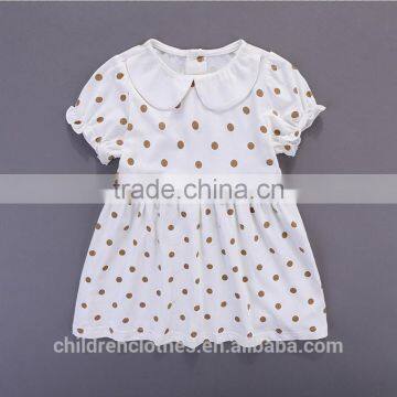 Summer Wholesale Boutique Baby Girl Soft Clothes Polka Dots Peter Pan Collar Casual Dress