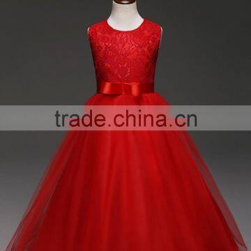 Children Girl Sleeveless Dress Embroidered Princess Lace Wedding Dress photo-5