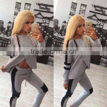 Womens Tracksuit Set 2016 Lady O Neck Long Sleeve Sweatshirt Tops Pants Suit Casual 2 piece Set women sweat suits sweatsuit