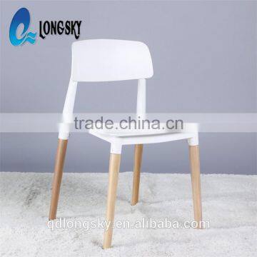 LS-4006 Hot Selling Cheap Elegant Design Wood Legs Plastic Stacking Chair photo-5