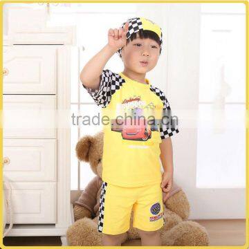 Fashion 2016 Baby Boys Swimming Suits Toddle 3 Pcs Child T Shirt And Infant Pants With Hat Kids Swimwear Spring Wear SR40416-5Y