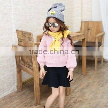 Wholesale Lantern Sleeve V Neck High Quality Girl Sweater Pullover photo-3