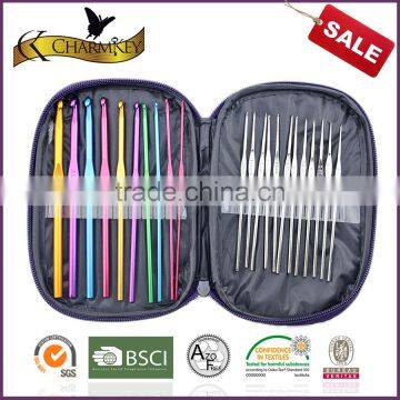 Charmkey crochet tools PU bag package aluminum crochet hook set