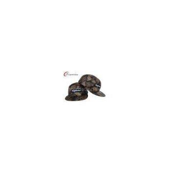 Snakeskin Leather Supreme 5 Panel Camper Cap Custom Made Baseball Caps With Plastic Strap